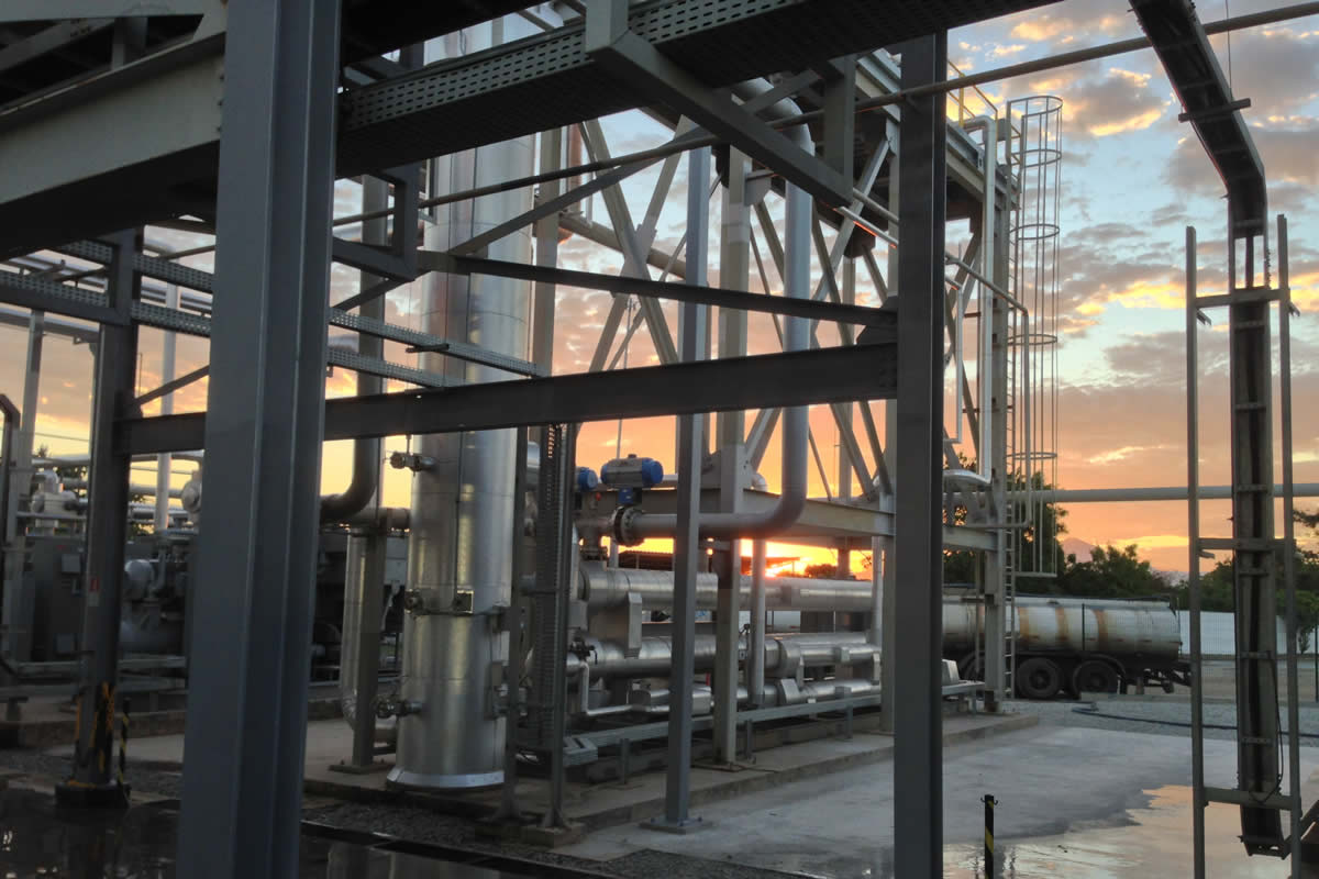 Sunset view from below the CO2 Wash™ Unit at Novo Gramacho